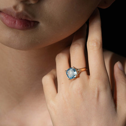 Cushion Blue Glow Ring