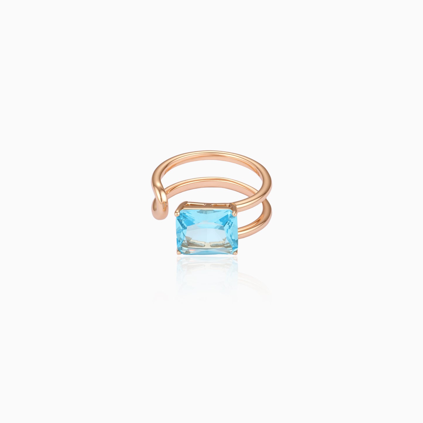 Aqua Glow Open-Warp Ring