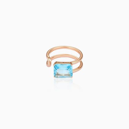 Aqua Glow Open-Warp Ring