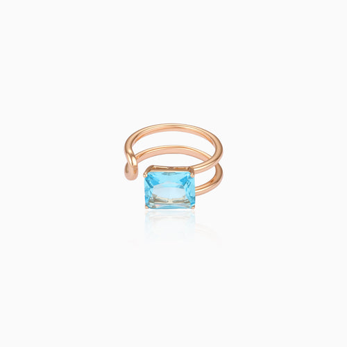 Aqua Glow Open-Warp Ring