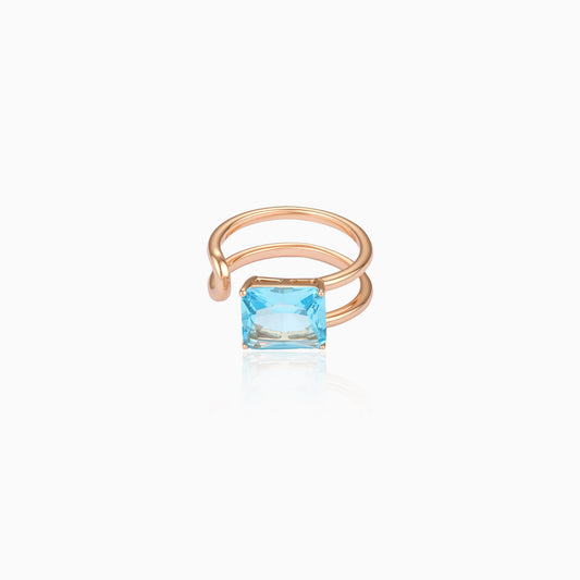 Aqua Glow Open-Warp Ring