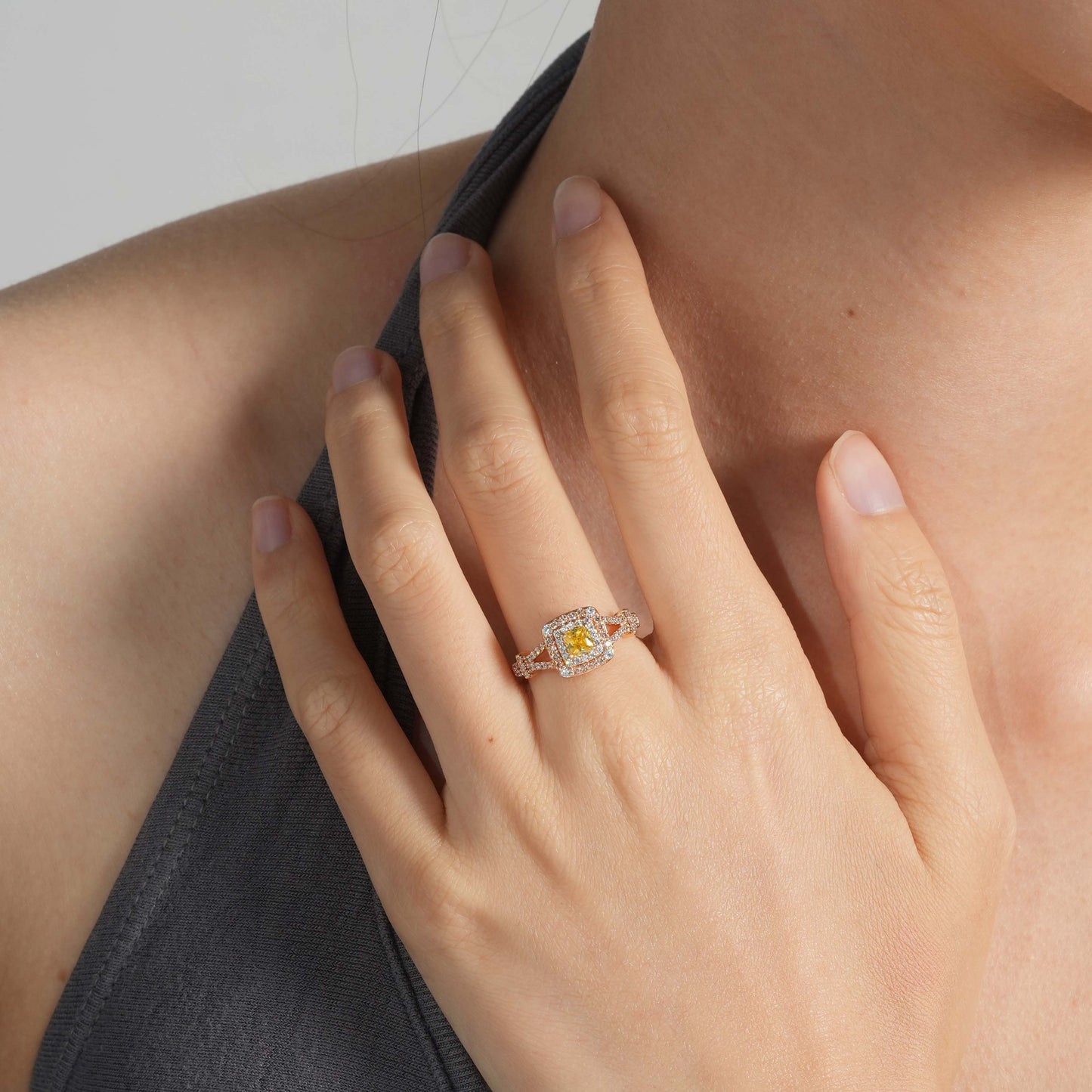 Sunlit Square Sparkle Ring