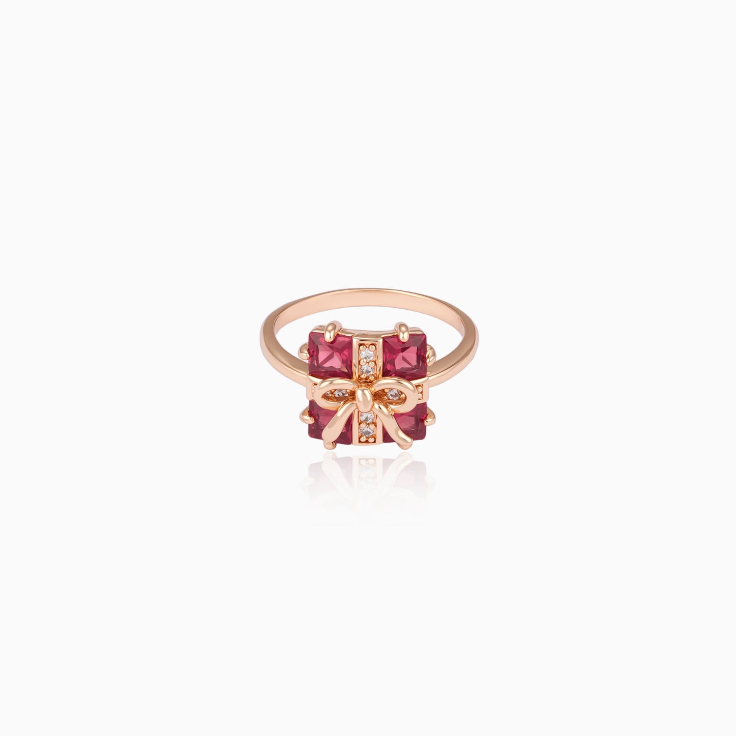 Ruby-Red Gift Bow Ring