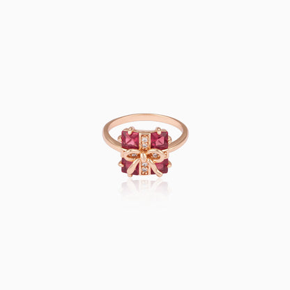 Ruby-Red Gift Bow Ring