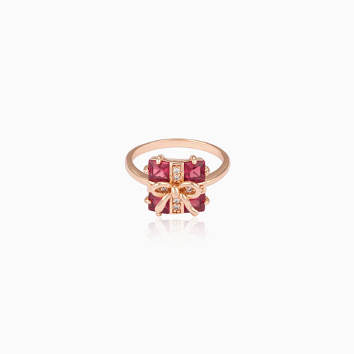 Ruby-Red Gift Bow Ring