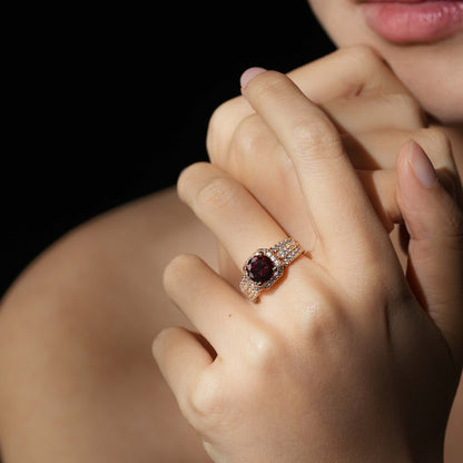 Radiant-Red Halo Ring