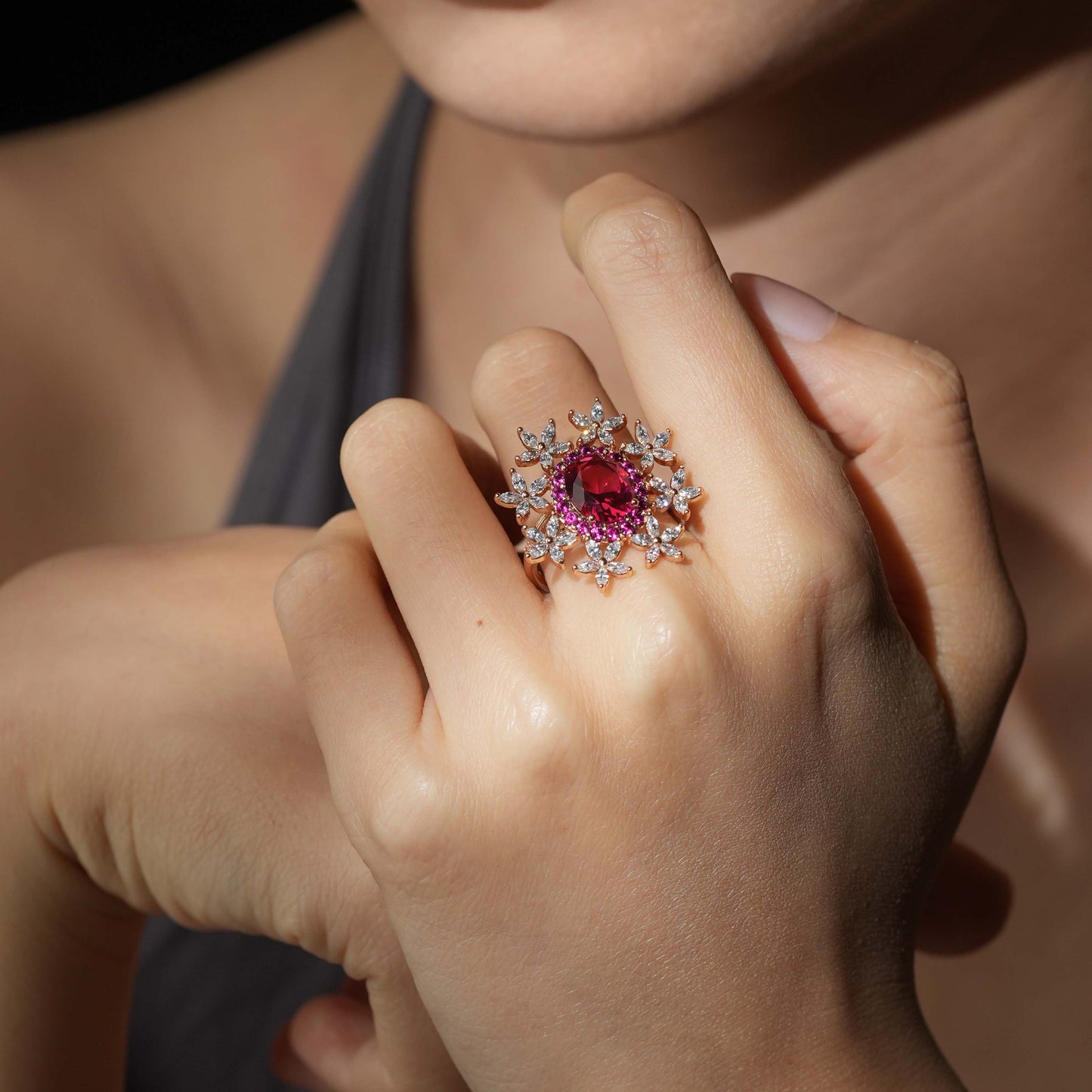 Floral Halo Red Ring