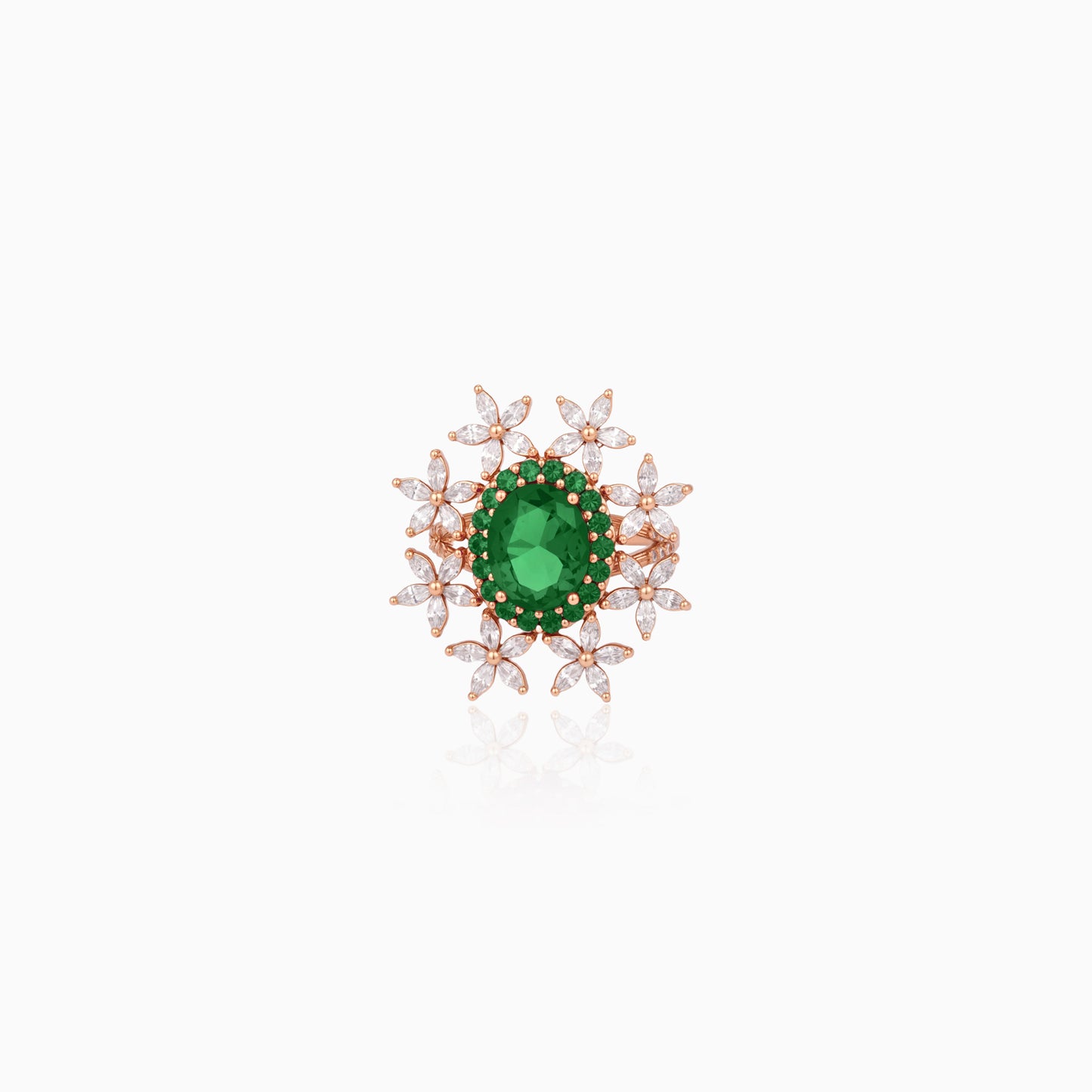 Floral Halo Green Ring