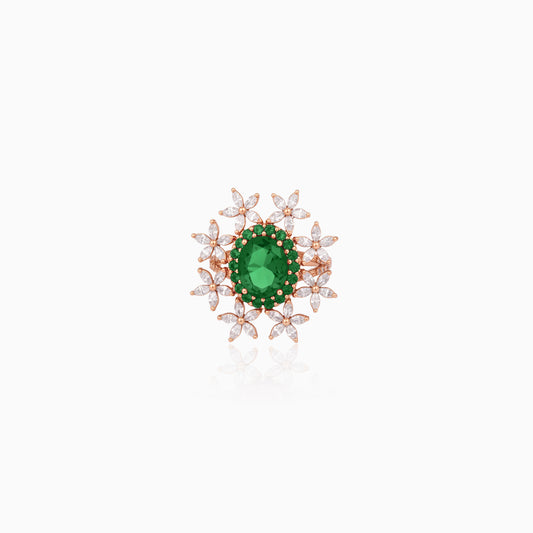 Floral Halo Green Ring