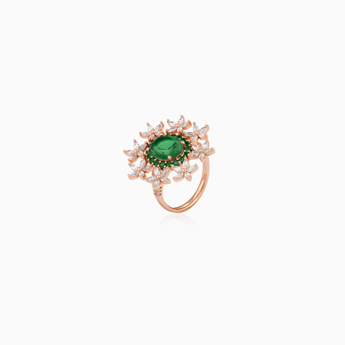 Floral Halo Green Ring