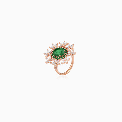 Floral Halo Green Ring