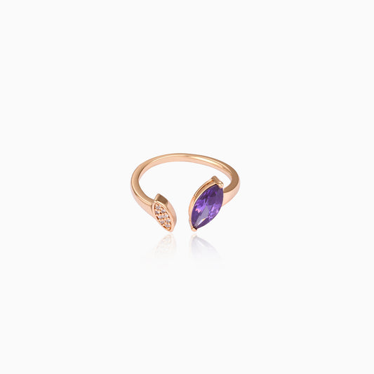 Purple Leaf Open Ring