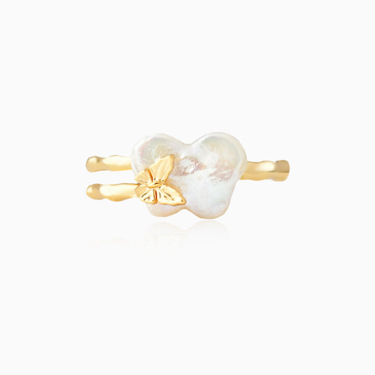 Butterfly-shaped Baroque Pearls Ring