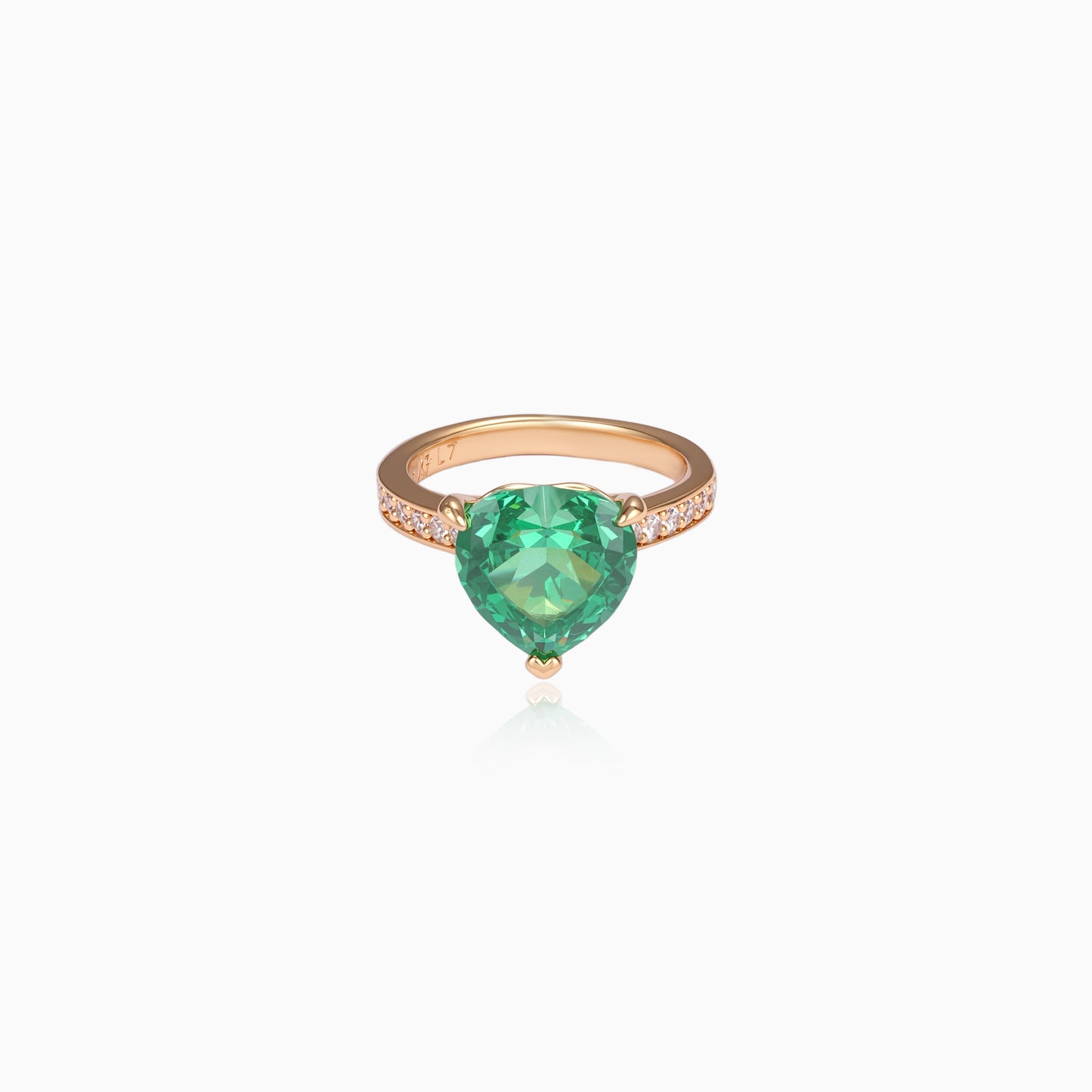 Emerald Heart Solitaire Ring