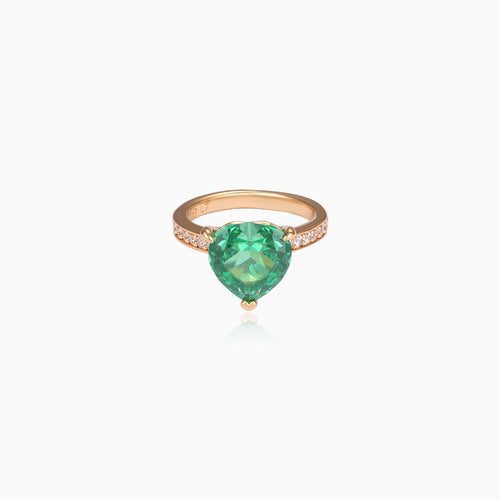Emerald Heart Solitaire Ring