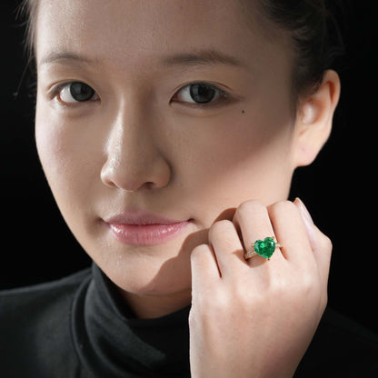 Emerald Heart Solitaire Ring