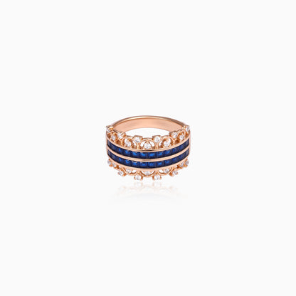Blue Twin Row Ring