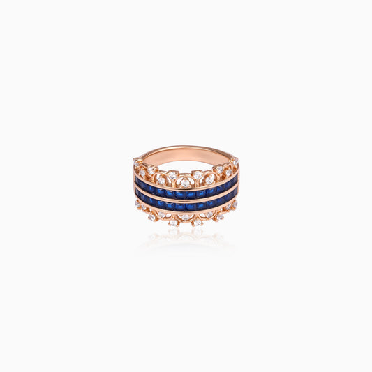 Blue Twin Row Ring
