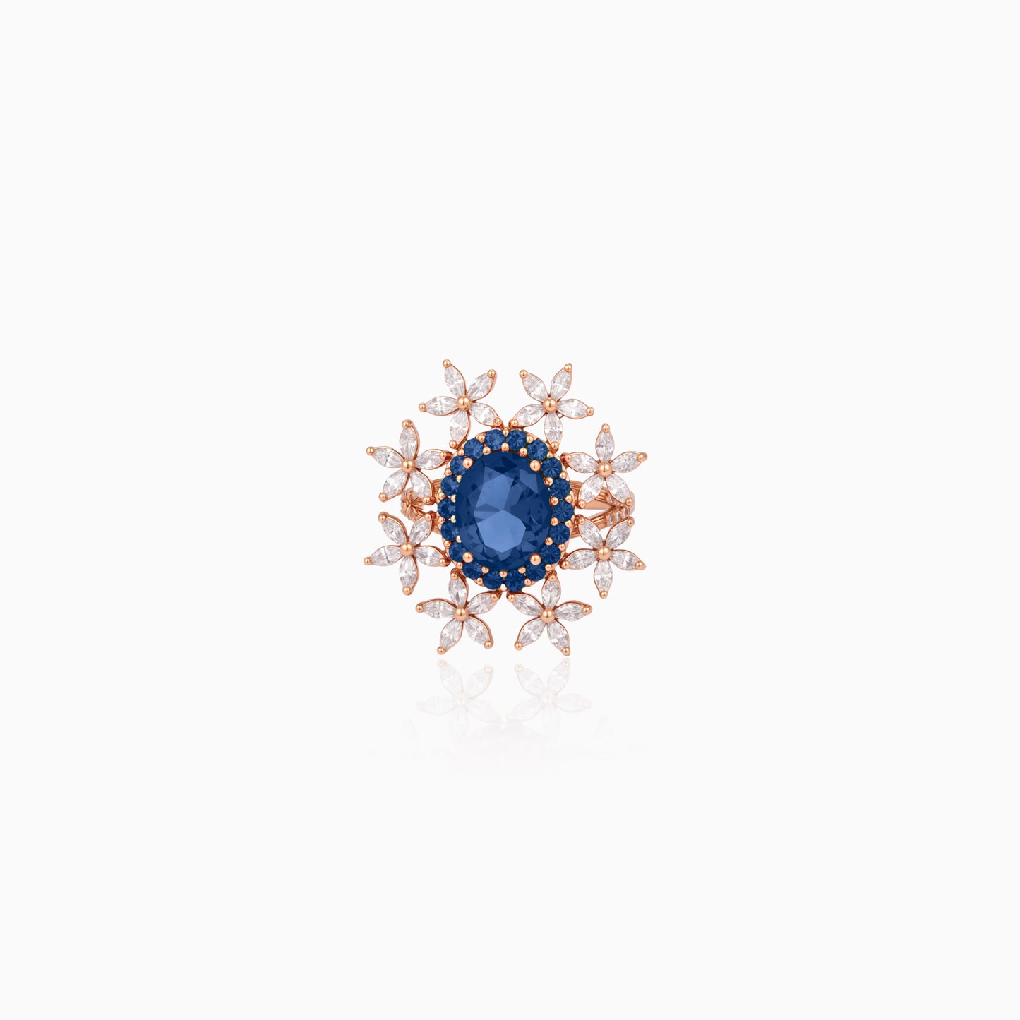 Floral Halo Blue Ring