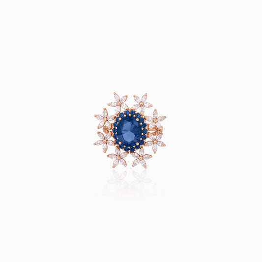 Floral Halo Blue Ring