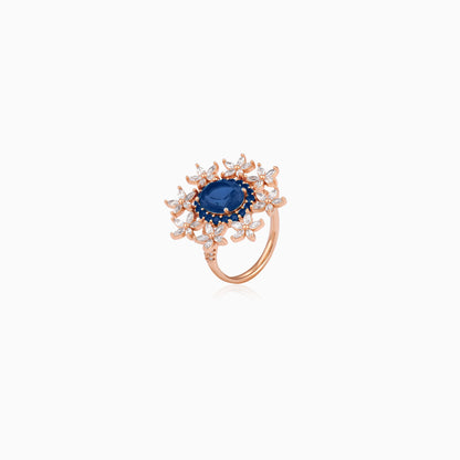 Floral Halo Blue Ring