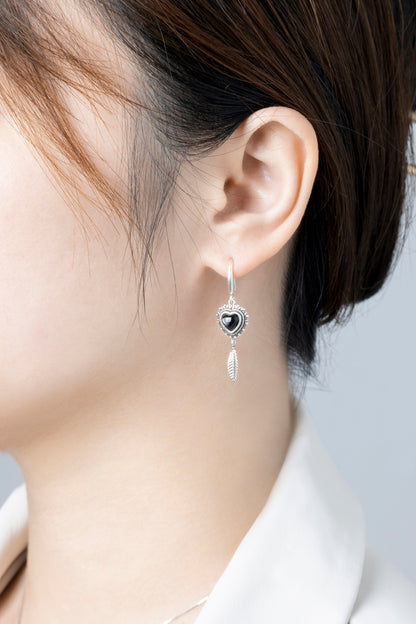 Black Tourmaline Fortune Charm Earrings