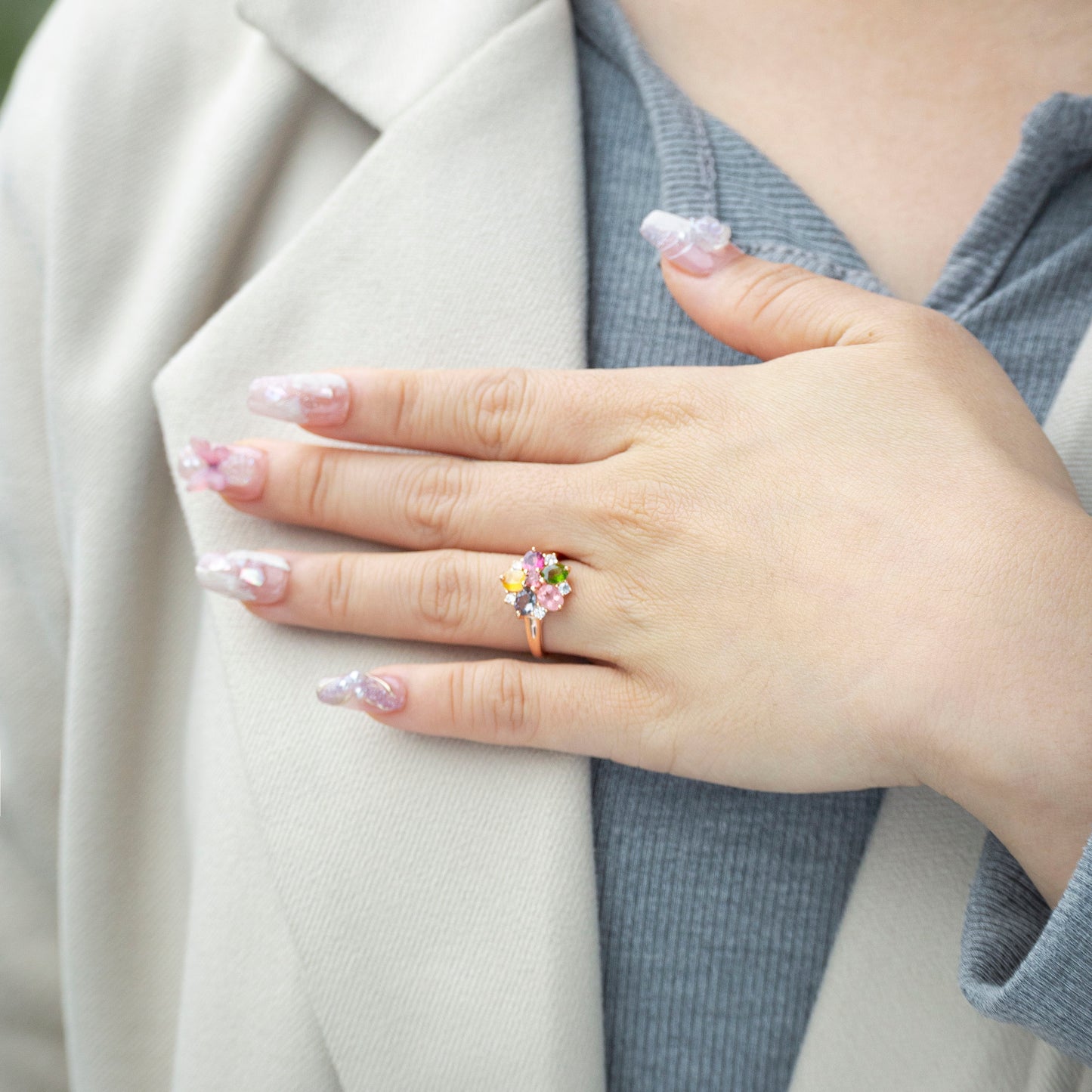Tourmaline Five-Leaf Power Empowerment Ring