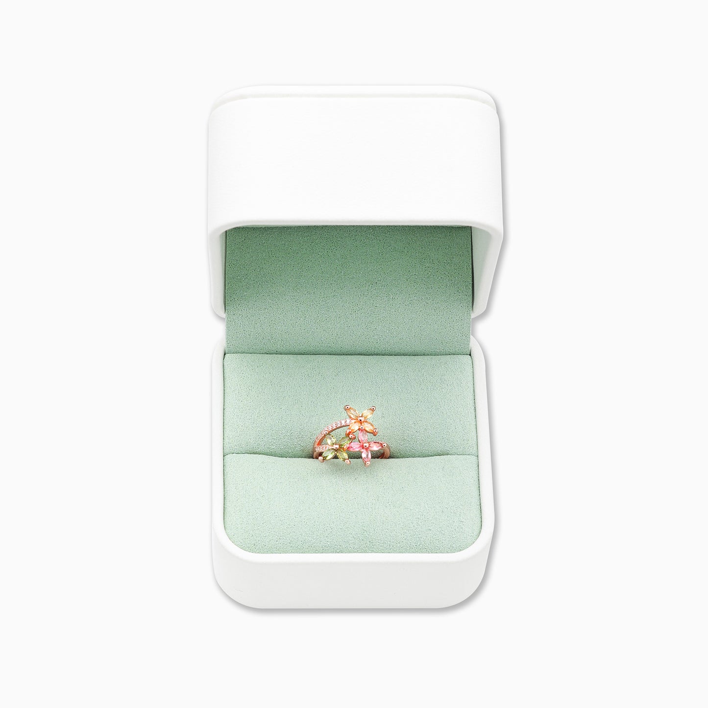 Tourmaline Tricolor Lucky Petal Ring