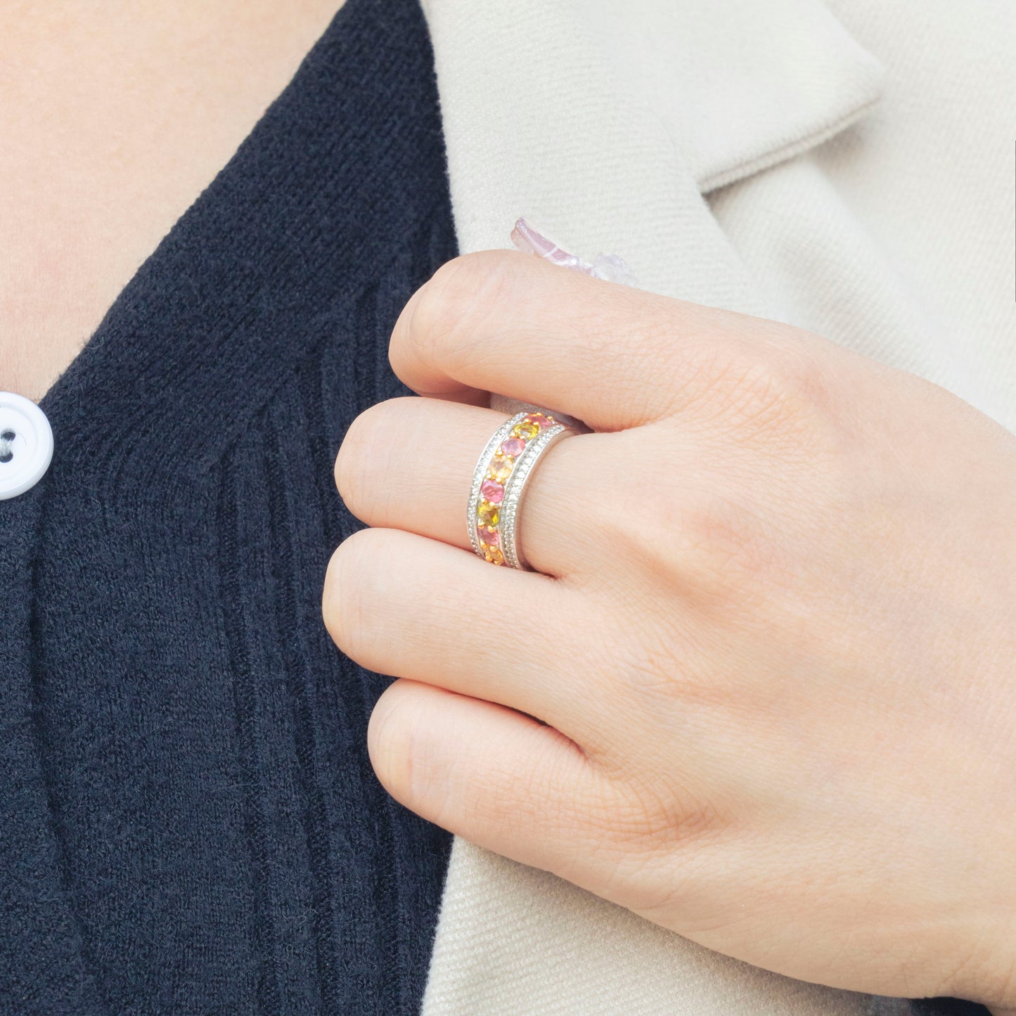 Four-Color Empowered Tourmaline Ring