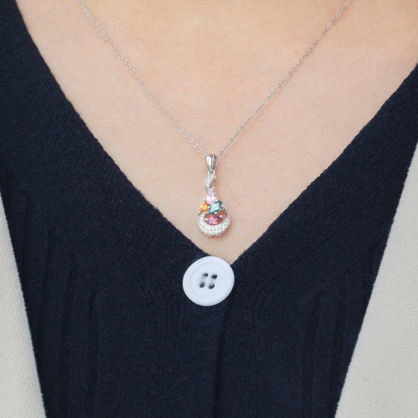 Four-Color Lovely Tourmaline Pendant