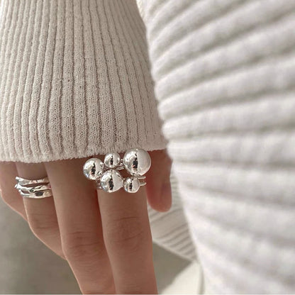 Cluster Silver Bubble Ring