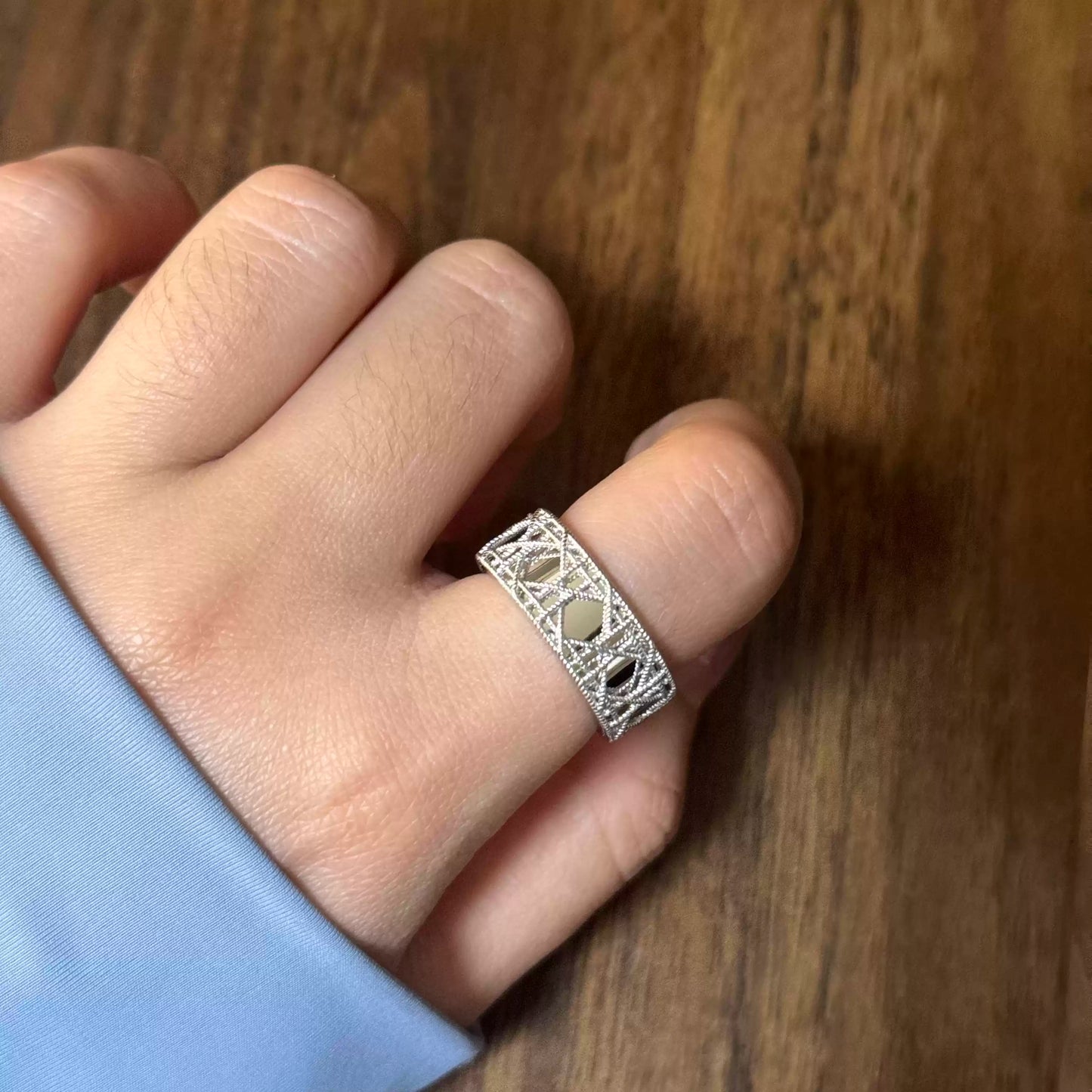 Vintage Lattice Silver Ring