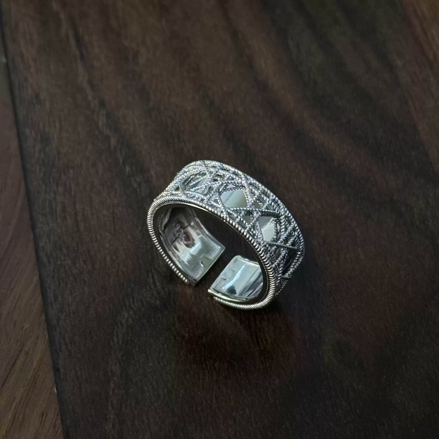 Vintage Lattice Silver Ring