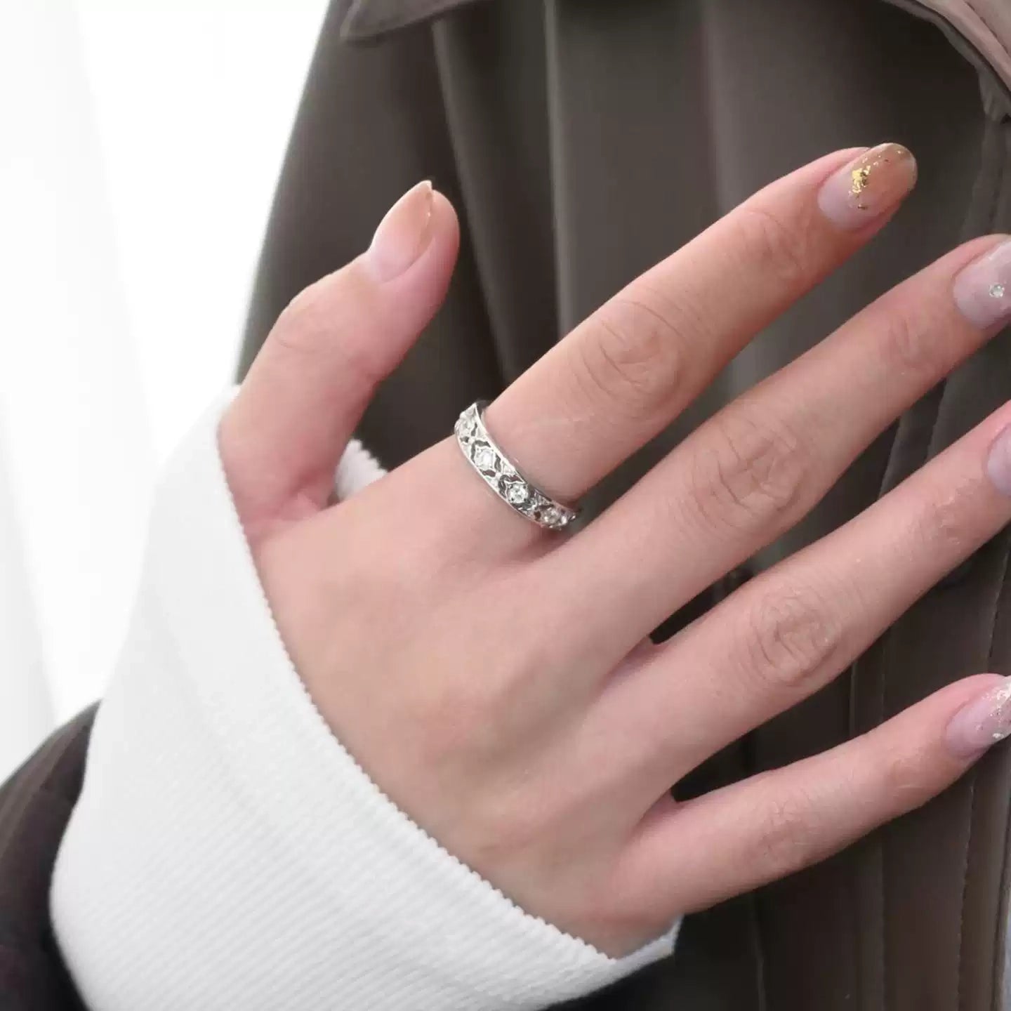 Frosted Geometry Ring