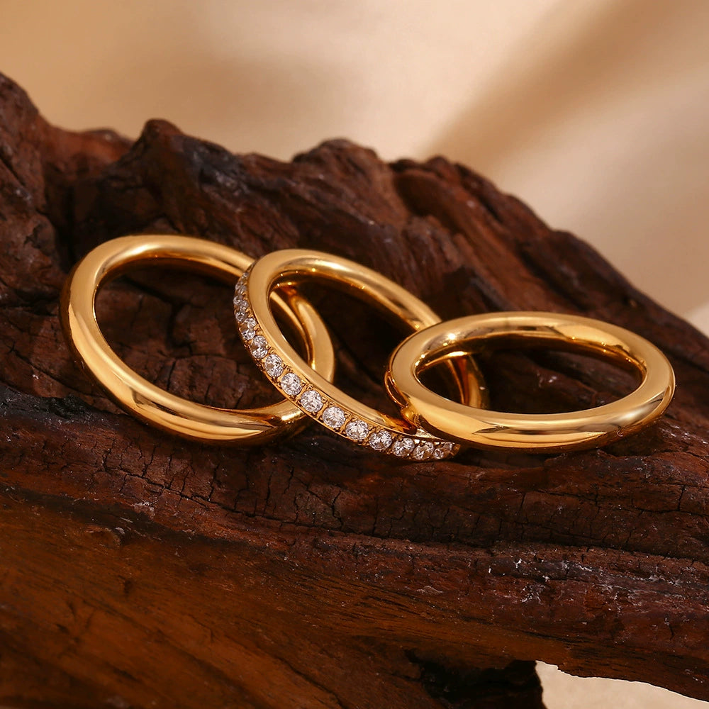 Triple Loop Stack Rings Set
