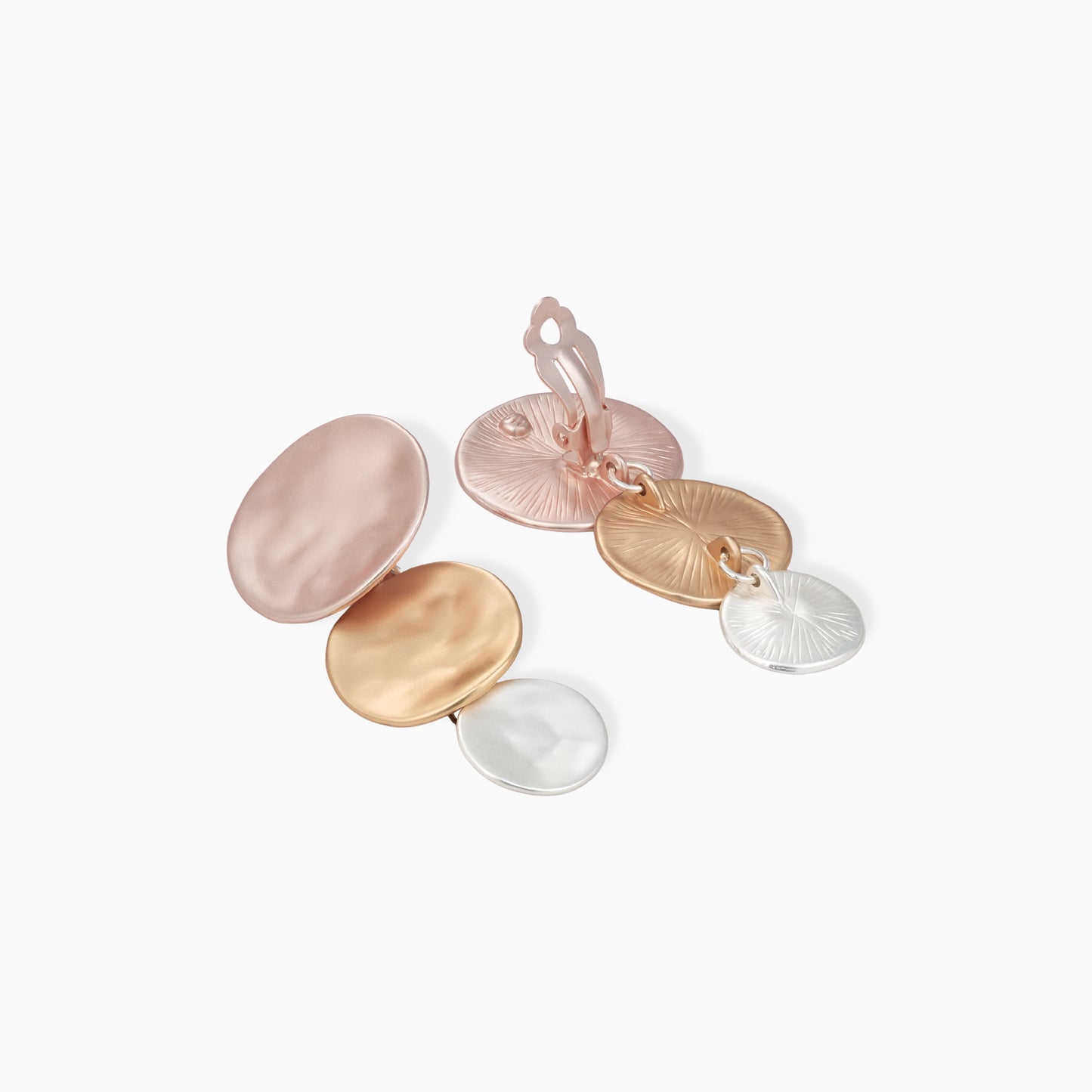 Layered Disc Clip Earrings