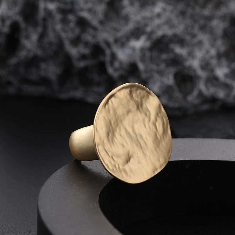Adjustable Hammered Disc Ring