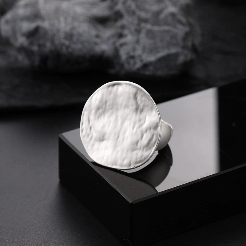 Adjustable Hammered Disc Ring