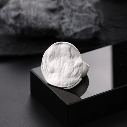Adjustable Hammered Disc Ring