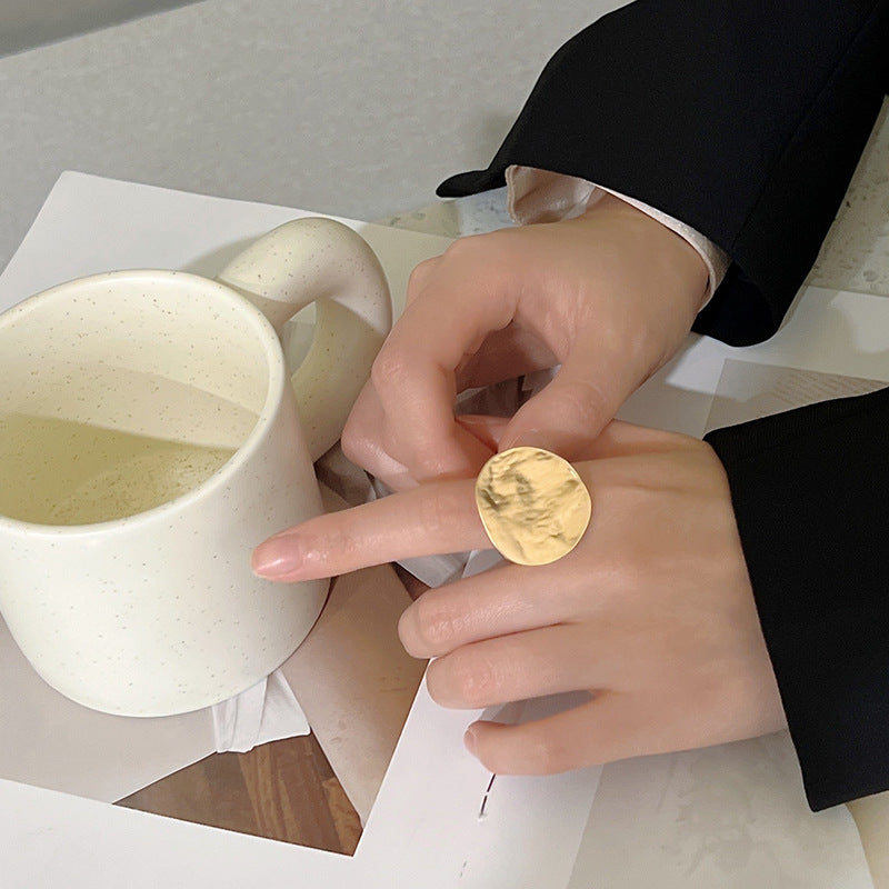 Adjustable Hammered Disc Ring