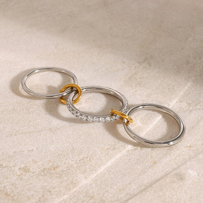 Triple Interlock Zircon Ring