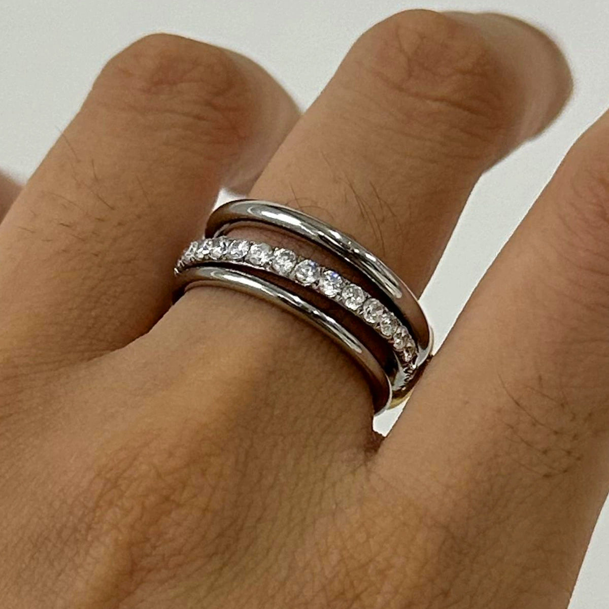 Triple Interlock Zircon Ring