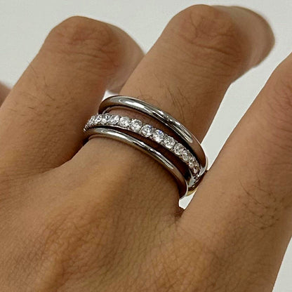 Triple Interlock Zircon Ring