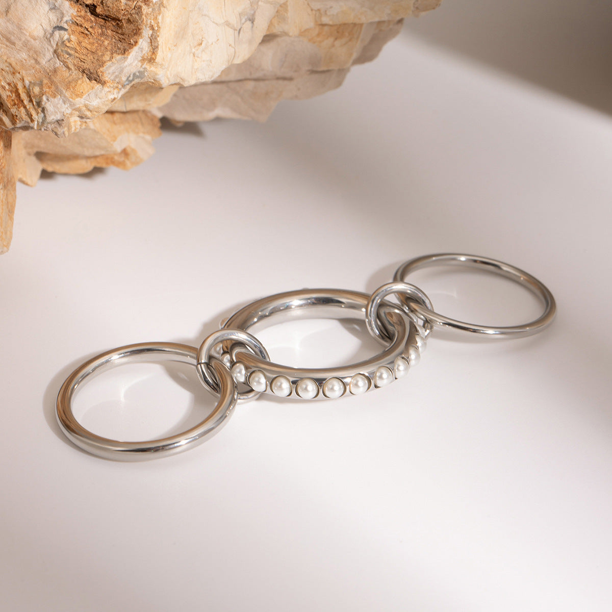 Triple Interlock Pearls Ring