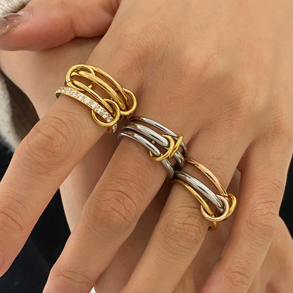 Triple-Tone Stacked Link Ring