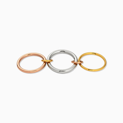 Triple-Tone Stacked Link Ring