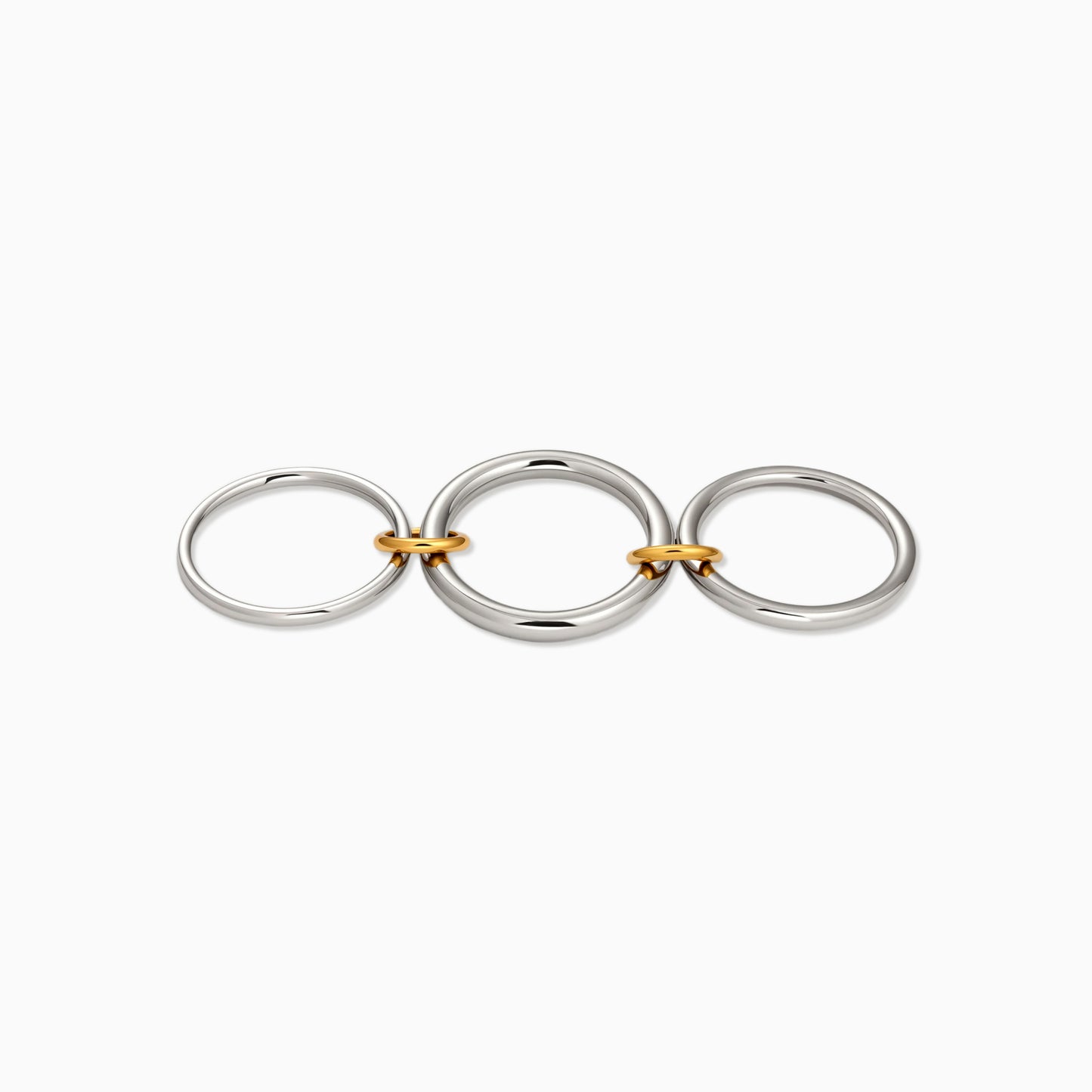 Triple-Tone Stacked Link Ring
