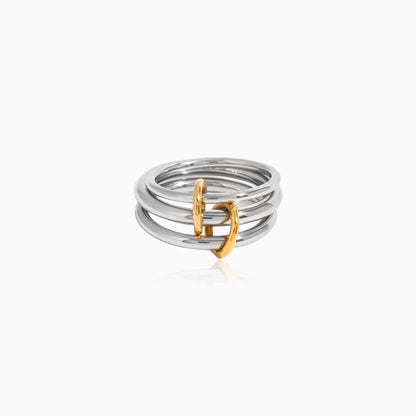 Triple-Tone Stacked Link Ring