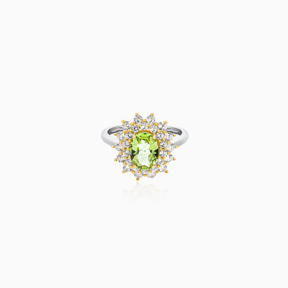 Peridot Filigree Halo Ring