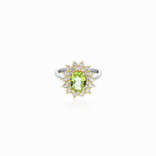 Peridot Filigree Halo Ring
